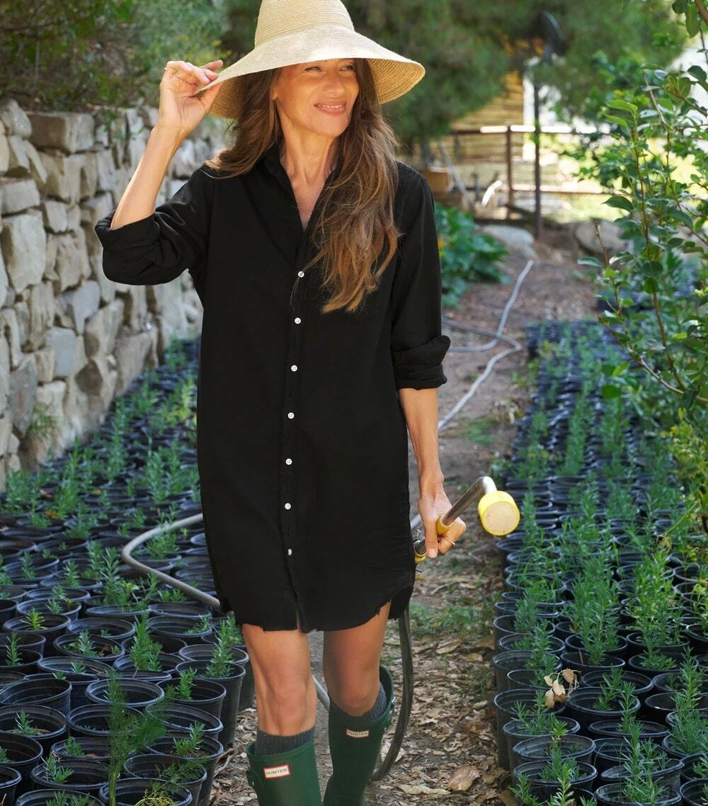 Frank & Eileen Mary Shirt Dress Small Blackout Famous Denim Frayed Hem Italy